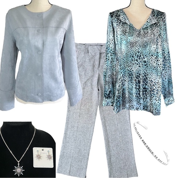 Simonton Says Animal Print Semi Sheer Blouse sz M - Picture 12 of 14